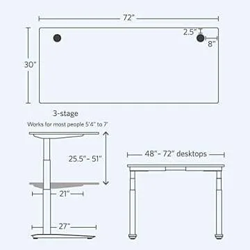 Fully Jarvis Standing Desk 72" x 30" Walnut Laminate Top - Electric Adjustable Desk Height from 25.5" to 51" with Memory Preset Controller (Rectangle, Alloy Frame)