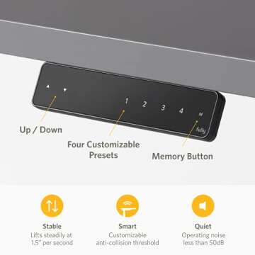 Fully Jarvis Standing Desk 72" x 30" Walnut Laminate Top - Electric Adjustable Desk Height from 25.5" to 51" with Memory Preset Controller (Rectangle, Alloy Frame)