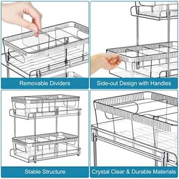 YOOMIDDA Bathroom Storage Organizer with Dividers, 2 Tier Multi-Purpose Kitchen Under Sink Organizers and Storage Slide-Out, Closet Organization, Kitchen Pantry Cabinet Medicine Bins