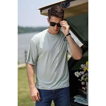 Men's Loose Fit Athletic T-Shirts Lightweight Quick Dry Short Tshirts Crew Neck Outdoor Workout Tops