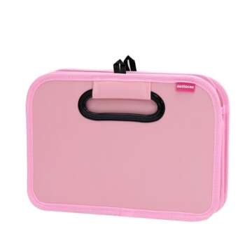 austoces Car Trunk Organizer and Storage Bin Small Essentials Collapsible Organization Accessories for SUV/Sedan Pink