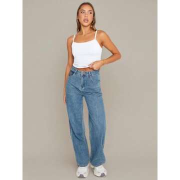 Trendy Queen Womens Tank Tops Camisole Square Neck Summer Spaghetti Strap Sleeveless Crop Going Out Fashion Shirt Basic Casual White M