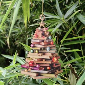 2 x Book Christmas Tree Ornament, 2D Flat Book Christmas Ornament, Book Lover Gift, Reading Book Orn...