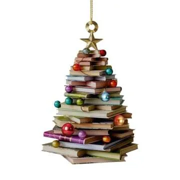 2 x Book Christmas Tree Ornament, 2D Flat Book Christmas Ornament, Book Lover Gift, Reading Book Ornament, Librarian Family Ornament, Library Book Store Ornament, 5inch (Not 3D Ornament) (Book)