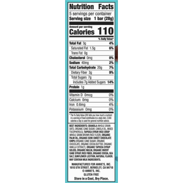 Annie's Gluten Free Chewy Granola Bars with Chocolate Chips