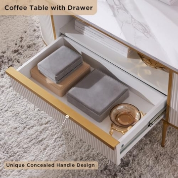 OKD Modern Luxury Coffee Table with Faux Marble Top