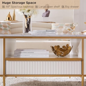 OKD Modern Luxury Coffee Table with Faux Marble Top