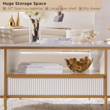 OKD Modern Luxury Coffee Table with Faux Marble Top