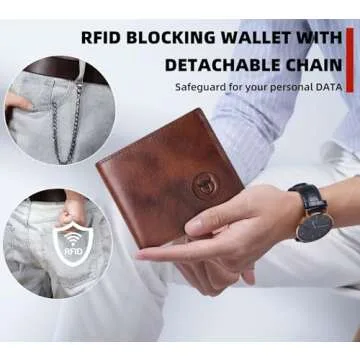 BULLCAPTAIN Slim Leather Wallet with AirTag Holder