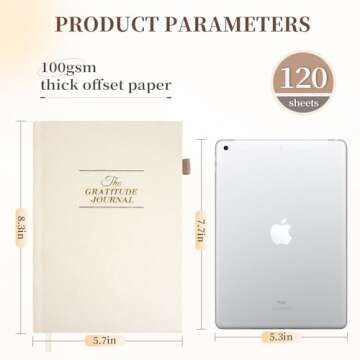 Utron Gratitude Journal, 5.5"x8.2" Journal with Prompts, Affirmation Journal with Pencil Socket, Undated Daily Gratitude Journal, Personal Organizers