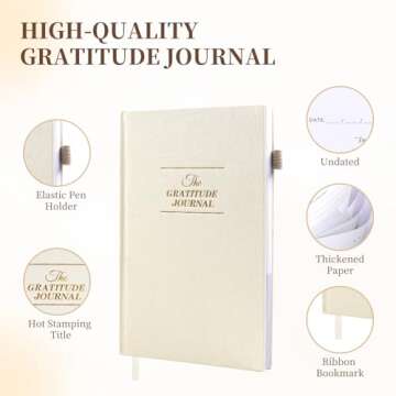 Utron Gratitude Journal, 5.5"x8.2" Journal with Prompts, Affirmation Journal with Pencil Socket, Undated Daily Gratitude Journal, Personal Organizers