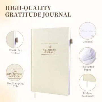 Utron Gratitude Journal, 5.5"x8.2" Journal with Prompts, Affirmation Journal with Pencil Socket, Undated Daily Gratitude Journal, Personal Organizers