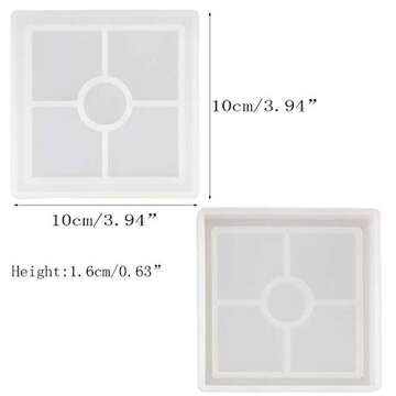 4 Pack Square Silicone Coaster Molds - Silicone Resin Mold, Clear Epoxy Molds for Casting with Resin, Concrete, Cement and Polymer Clay