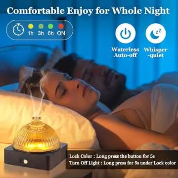 Lecdura Glass Essential Oil Diffuser with Glass Reservoir & Wood Base, 200ml Ultrasonic Lock Color Timer Auto-Off 7 Color Light Aroma Glass Dome Diffuser for Home Office Bedroom Yoga - Dark Brown