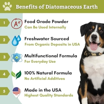 Wholistic Pet Organics DE for Dogs Organic Food Grade for Dogs - 13 Oz - Safe Non-Chemical Freshwater Silica Improves Overall Health