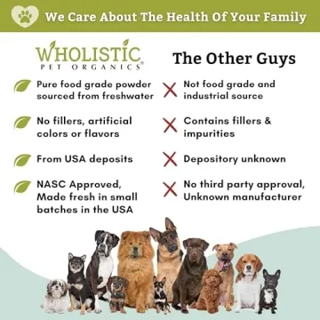 Wholistic Pet Organics DE for Dogs Organic Food Grade for Dogs - 13 Oz - Safe Non-Chemical Freshwater Silica Improves Overall Health