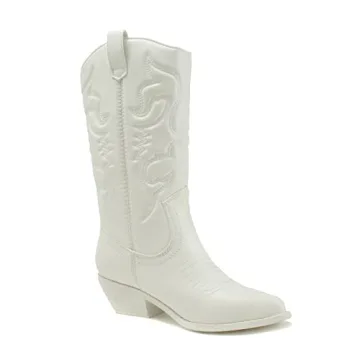 Soda Reno Women's Western Cowboy Pointed Toe Knee High Boots
