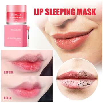 2PcsLip Sleeping Mask: Nourish, Hydrate, Vitamin C, Antioxidants, Flaky, and Night Repair Lip Balm for Chapped Cracked Dry Lips, Nourishing & Hydrating Lip Mask, 0.7 oz.