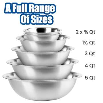 EHOMEA2Z Mixing Bowls Metal Stainless Steel,Kitchen Nesting Bowls for Space Saving Storage Gadgets, ...