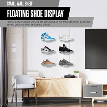 Houseables Acrylic Shoe Display - Wall Mounted Shoe Shelves
