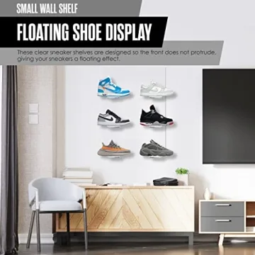 Houseables Acrylic Shoe Display - Wall Mounted Shoe Shelves