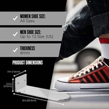 Houseables Acrylic Shoe Display - Wall Mounted Shoe Shelves