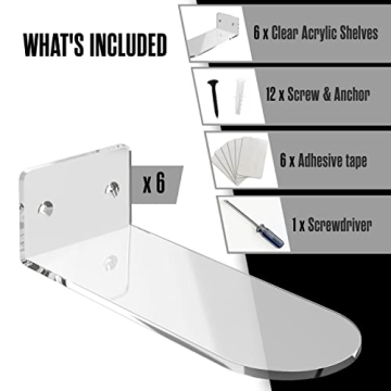 Houseables Acrylic Shoe Display - Wall Mounted Shoe Shelves