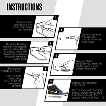 Houseables Acrylic Shoe Display - Wall Mounted Shoe Shelves