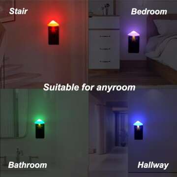 Cattosso Sensor LED Mushroom Night Light Plug in Mushroom Lamp 7 Color Changing Mushroom LED Light Night Lights for Kids Adults NightLight for Bedroom,Bathroom,Toilet,Hallway,Stairs,Kitchen，Nursery