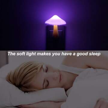 Cattosso Sensor LED Mushroom Night Light Plug in Mushroom Lamp 7 Color Changing Mushroom LED Light Night Lights for Kids Adults NightLight for Bedroom,Bathroom,Toilet,Hallway,Stairs,Kitchen，Nursery