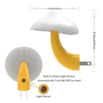 Cattosso Sensor LED Mushroom Night Light Plug in Mushroom Lamp 7 Color Changing Mushroom LED Light Night Lights for Kids Adults NightLight for Bedroom,Bathroom,Toilet,Hallway,Stairs,Kitchen，Nursery