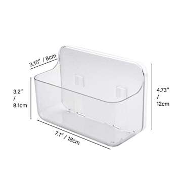 COLINCH Adhesive Wall Mounted Small Storage Organizer Box without Drilling for Bathroom, Pantry, Kitchen, Laundry, Utility Room, Inside of Cabinet Door - Clear