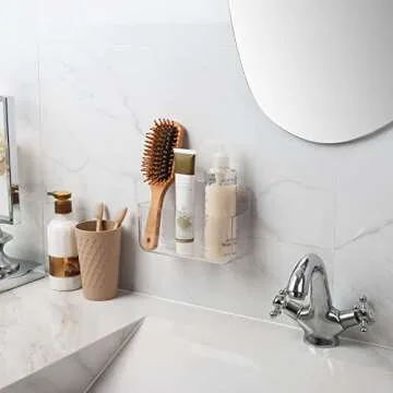 COLINCH Adhesive Wall Mounted Small Storage Organizer Box without Drilling for Bathroom, Pantry, Kitchen, Laundry, Utility Room, Inside of Cabinet Door - Clear