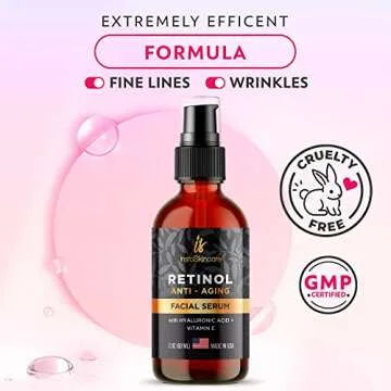 InstaSkincare DOUBLE SIZED (2Oz) Retinol Serum for Face with Hyaluronic Acid + Vitamin E and A + Aloe Vera Anti-Aging Serum Pore Tightener Fade Dark Spots Clinical Strength Formula