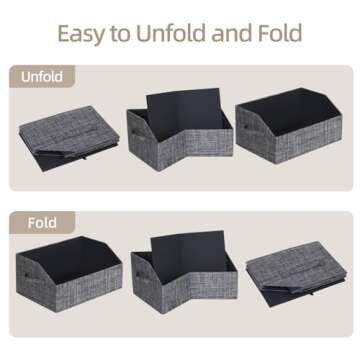 ORGMASTER Closet Organizer Bins, Fabric Storage Bins Foldable Storage Box Shelf Baskets Container Trapezoid Storage Bin for Organizing Home Office Shelves Wardrobe RV, 4 Pack, Black