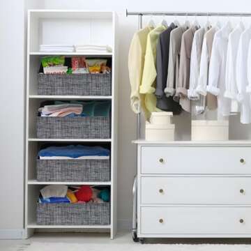 ORGMASTER Closet Organizer Bins, Fabric Storage Bins Foldable Storage Box Shelf Baskets Container Trapezoid Storage Bin for Organizing Home Office Shelves Wardrobe RV, 4 Pack, Black