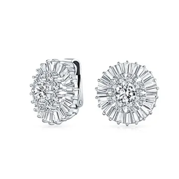 Stunning Non-Pierced Bridal CZ Pave Clip On Earrings for Women