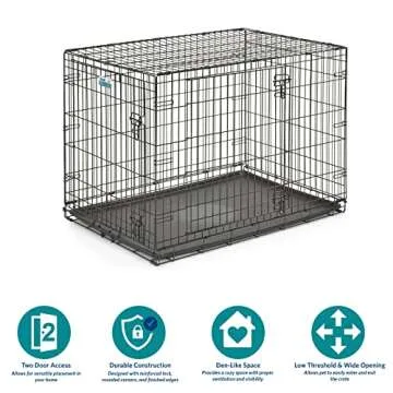 MidWest Homes for Pets Newly Enhanced Double Door iCrate Dog Crate, Includes Leak-Proof Pan, Floor Protecting Feet, Divider Panel & New Patented Features
