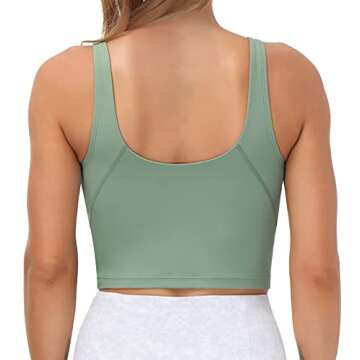 Women’s Longline Sports Bra Wirefree Padded Medium Support Yoga Bras Gym Running Workout Tank Tops (Jasmine Green, X-Large, x_l)