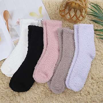 Oricordis Cozy Fuzzy Socks for Women - 5 Pairs Warm Plush