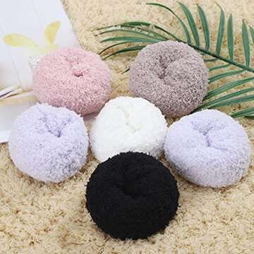 Oricordis Cozy Fuzzy Socks for Women - 5 Pairs Warm Plush