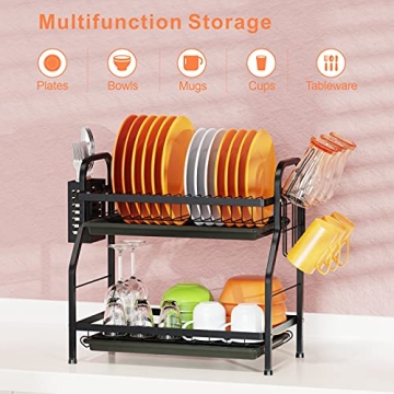 Swedecor 2 Tier Dish Drying Rack for Kitchen Counter