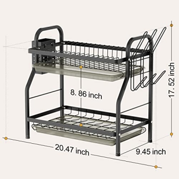 Swedecor 2 Tier Dish Drying Rack for Kitchen Counter