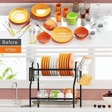 Swedecor 2 Tier Dish Drying Rack for Kitchen Counter