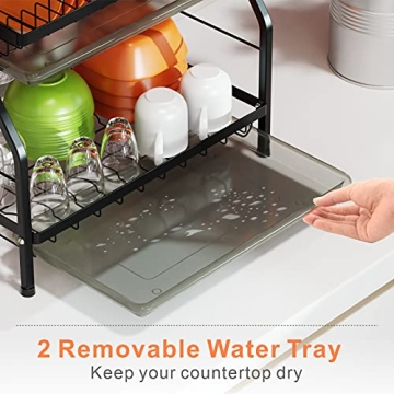 Swedecor 2 Tier Dish Drying Rack for Kitchen Counter