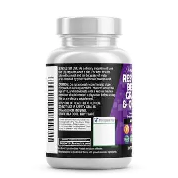Clean Nutraceuticals Resveratrol Berberine Grape Seed Extract Quercetin Green Tea Extract Polyphenol Supplement for Women & Men w/N-Acetyl Cysteine, Acai Extract - 1Pack
