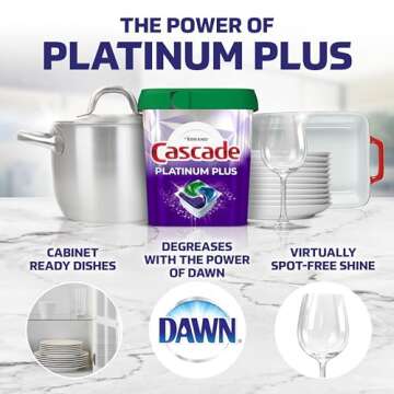 Cascade Platinum Plus ActionPacs Dishwasher Detergent Pods, Dishwasher Soap, Cleaning Supplies, Moun...