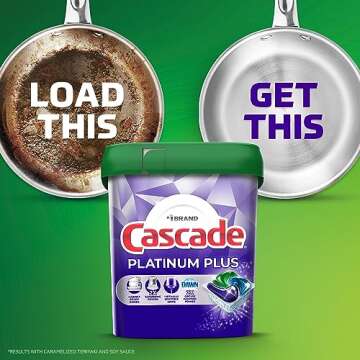 Cascade Platinum Plus ActionPacs Dishwasher Detergent Pods, Dishwasher Soap, Cleaning Supplies, Mountain, 62 Count