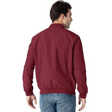 Rdruko Men's Bomber Jacket Lightweight Casual Stylish Fashion Jacket Wind Breakers(Wine Red, US XXXL...