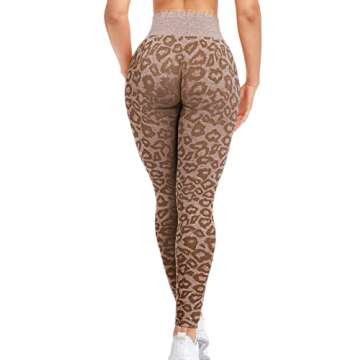 YEOREO Women's Seamless Leopard Camo Workout Leggings High Waisted Tummy Control Yoga Pants Gym Tights Mocha S